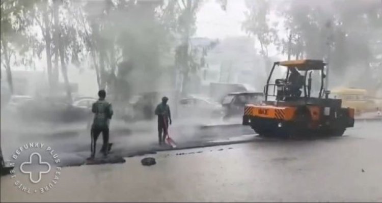 ये BJP की नई टेक्नोलॉजी है रे बाबा! भारी बारिश के बीच हरियाणा में बनाई जा रही नई सड़क?