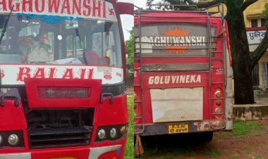 उफनती नदी को पार करने वाली बस जब्त:आरटीओ ने बस संचालक पर कार्रवाई और ड्राइवर का लाइसेंस निरस्ती के लिए लिखा पत्र