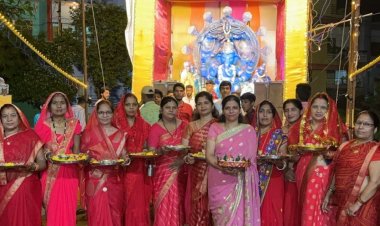 गोपाल नगर में आठवें दिन संगीतमय सुंदरकांड का पाठ:लाल-गुलाबी थीम पर महिलाओं ने की आरती, भगवान गणेश को लगाया छप्पन भोग