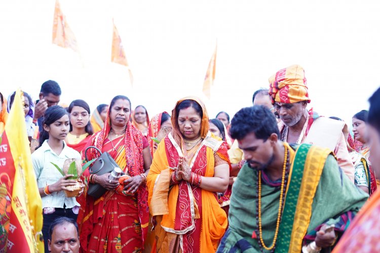 श्री जगन्नाथ मंदिर प्राण प्रतिष्ठा कार्यक्रम में निकली भव्य कलश यात्रा हजारों की संख्या में निकली शोभा यात्रा