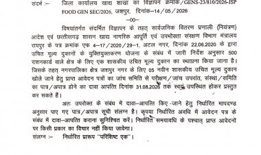 जशपुर में खुलेंगी 5 नई शासकीय उचित मूल्य दुकानें, 31 अगस्त तक दावा-आपत्ति