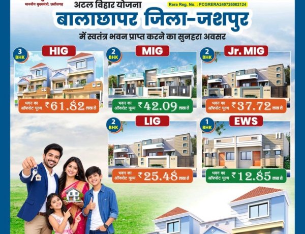 जशपुर वासियों को बड़ी सौगात: कुनकुरी और जशपुर में बनेंगी दो आधुनिक आवासीय कॉलोनियां